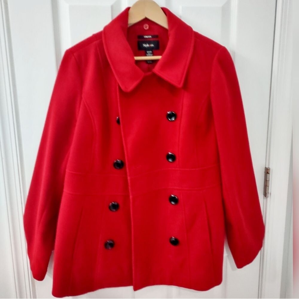 Style & Co Stretch Red Peacoat Size M